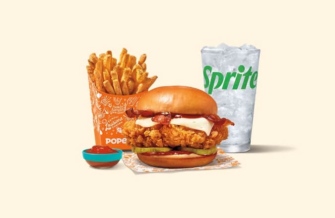 Honey BBQ Bacon & Cheese Chicken Sandwich Combo