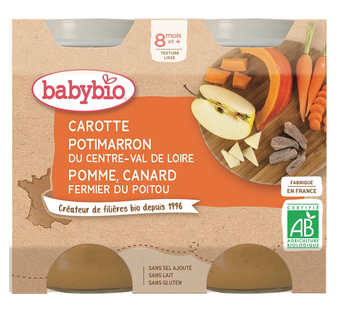 Babybio - Carotte potimarron du centre val de Loire pomme canard fermier du bio