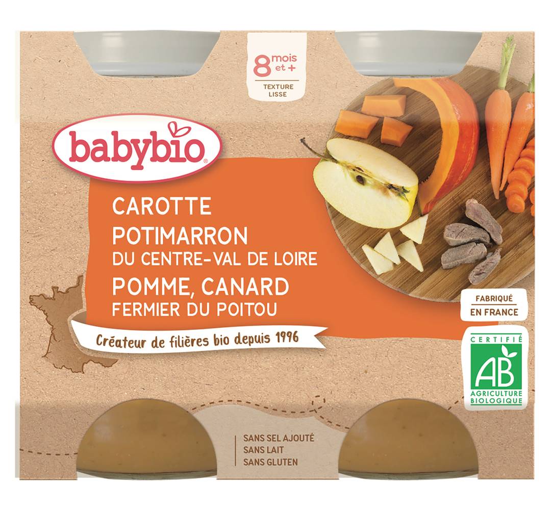 Babybio - Carotte potimarron du centre val de loire pomme canard fermier du bio (400g)