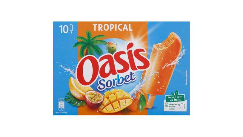 Oasis Sorbet Bâtonnets glac{s Cocktail Tropical La boîte de 10, 400g