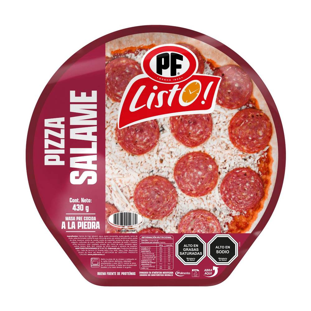 Pf listo pizza salame (bandeja 430 g)