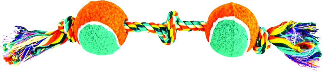 Play On Rope 1 Knot With 2 Tennis Balls Dog Toy, S