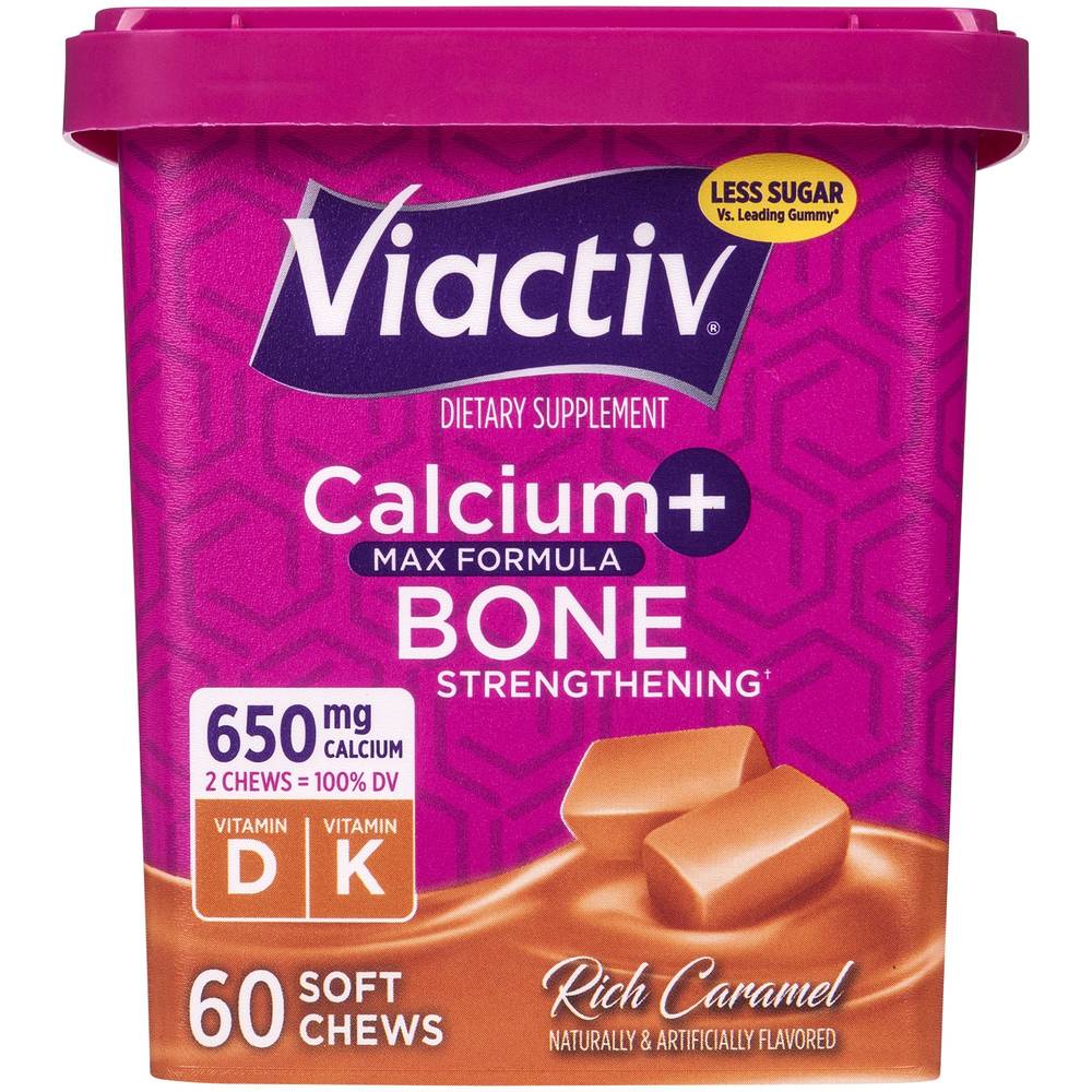 Calcium+ Soft Chews - Max Formula For Bone Strength - 650 Mg Caramel (60 Soft Chews)
