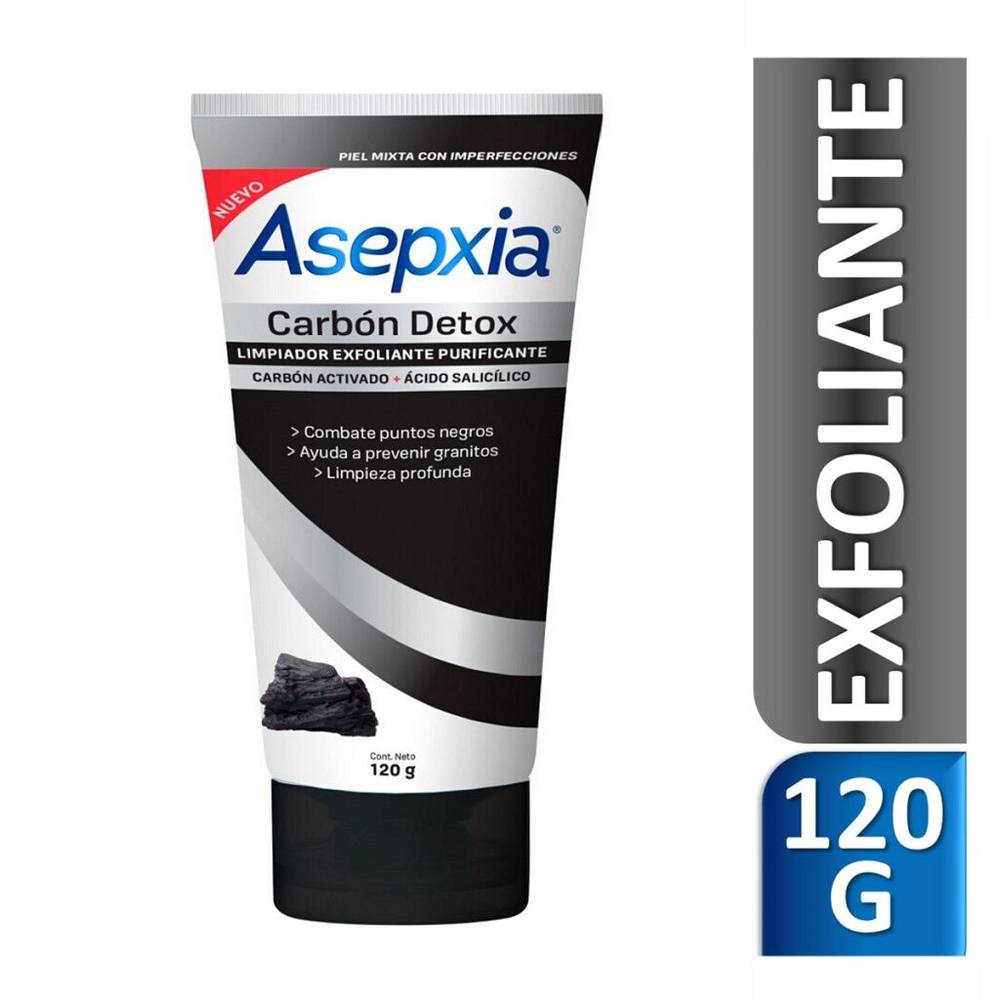 Asepxia · Carbón detox gel exfoliante purificante (120 g)