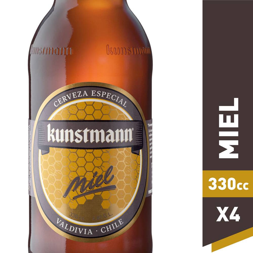 Kunstmann pack cerveza miel (botella, 4 un)