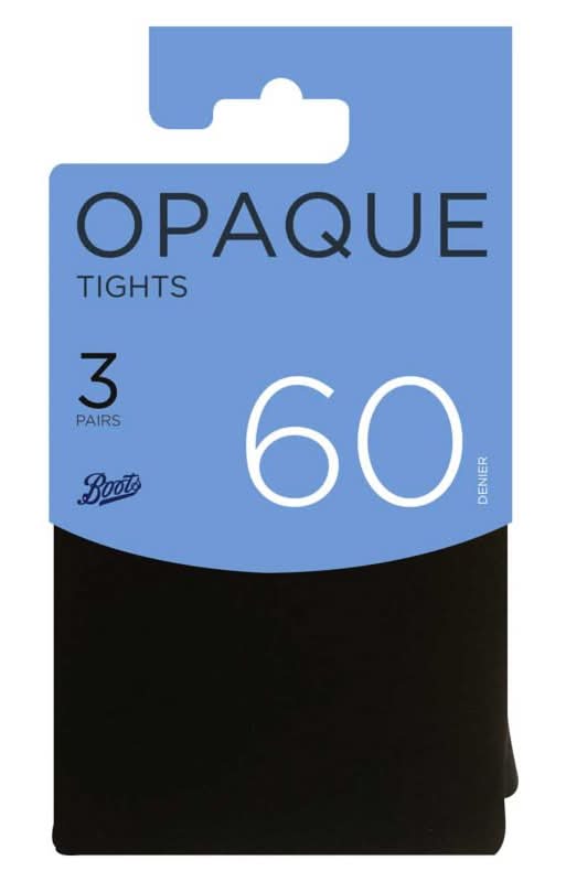 Boots L, Black, 60 Denier Opaque Tights (3 pack)