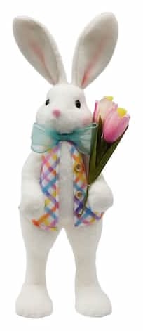 22" White Easter Bunny With Tulips Tabletop Decor By Ashland