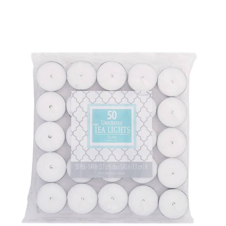 Party City Unscented Tealight Candles, White (50 ct)