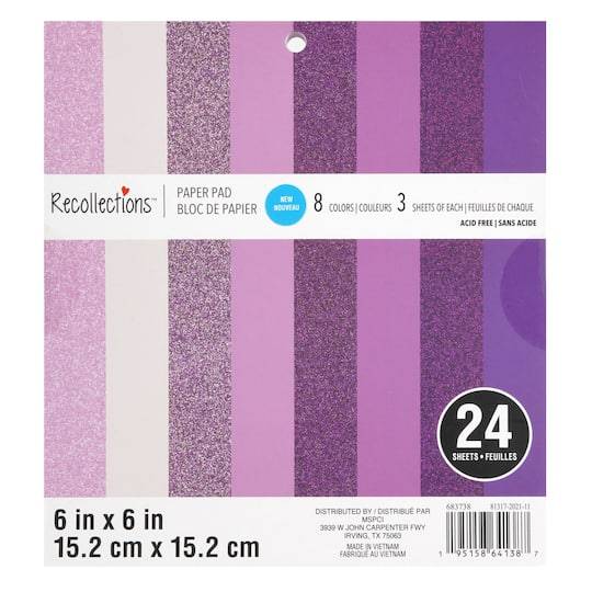 Purple Paper Pad By Recollections, 6" X 6"