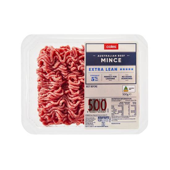 Coles No Added Hormone Beef 5 Star Extra Trim Mince 500g