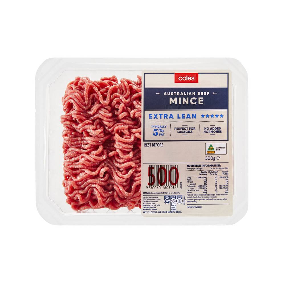 Coles Extra Lean 5 Star Beef Mince (500g)