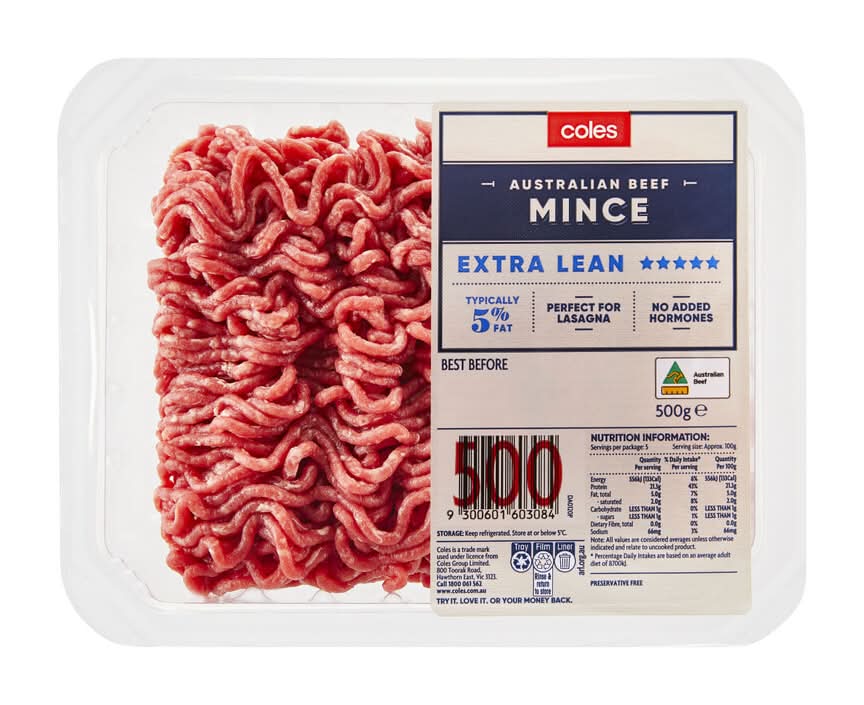 Coles Extra Lean Beef Mince (500g)