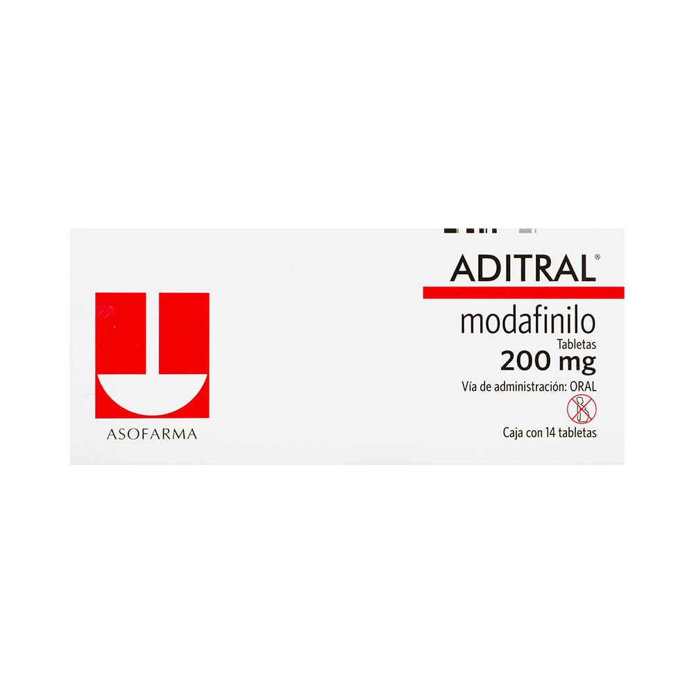 Asofarma aditral modafinilo tabletas 200 mg (14 piezas)