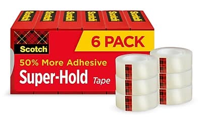 Scotch Super-Hold Transparent Clear Tape Refill, 0.75 x 22.22 yds., 1 Core, Clear, 6 Rolls/Pack (700S6)