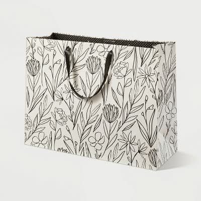 Spritz Wildflowers Wedding Gift Bag, L, Black-Cream