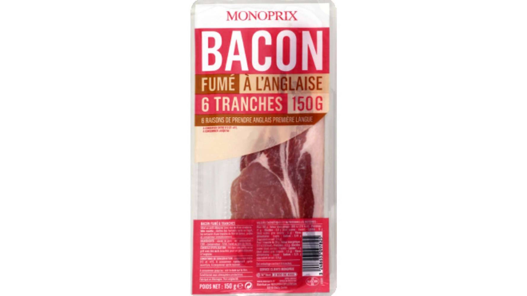Monoprix - Bacon fumé à l'anglaise