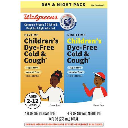 Walgreens Children's Dye-Free Cold & Cough Liquid Day & Night Combo pack