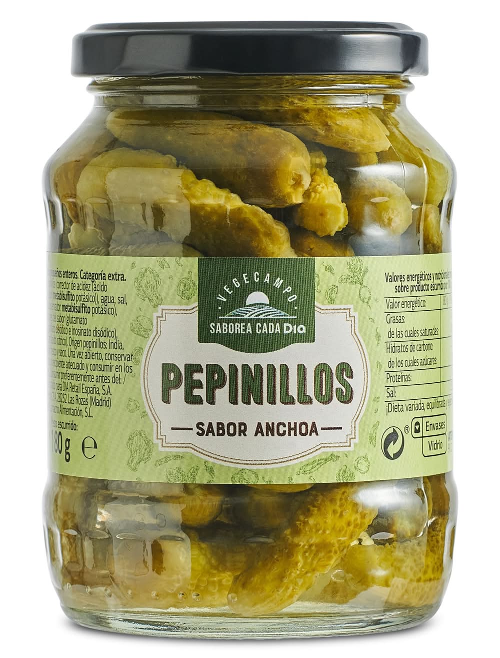Pepinillos Sabor Anchoa Vegecampo De Dia Frasco 180 G