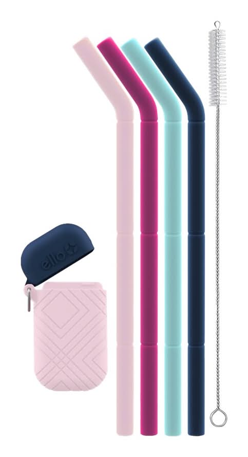 Ello Compact Fold and Store Silicone Straw Set, June Breeze Assorted (120 g)