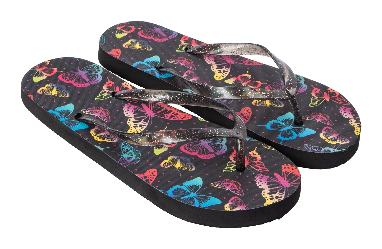 Juniors Printed Flip Flops Large Butterfly