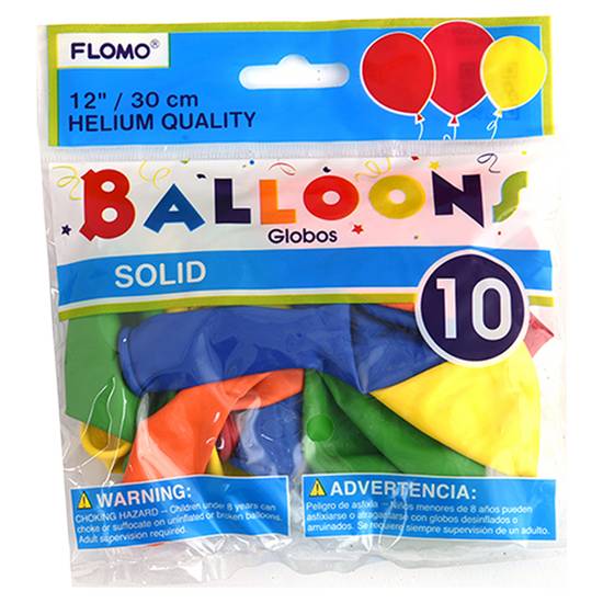 FLOMO Assorted Color Balloons 12" 10pk