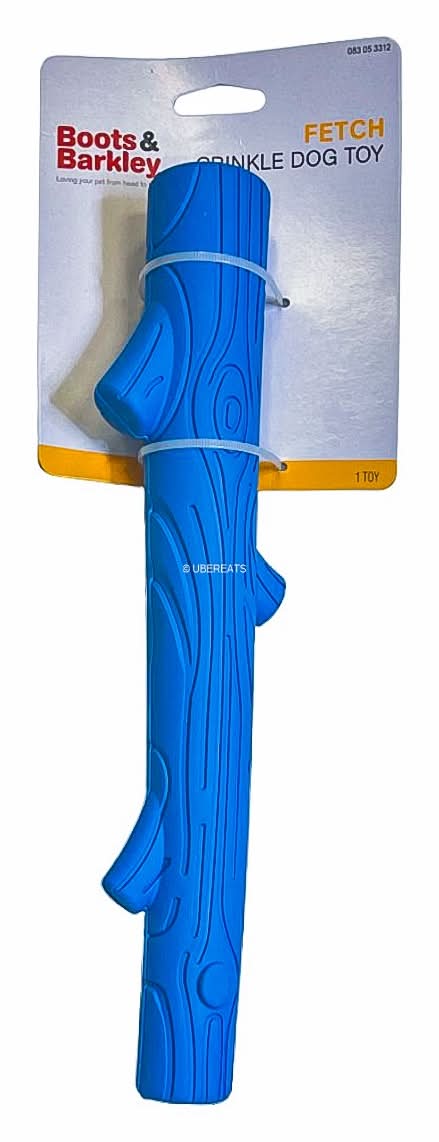 Boots & Barkley Long Rubber Stick With Crinkles Dog Toy, Blue