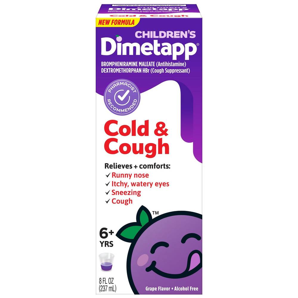 Dimetapp Childrens Cold & Cough Relieves Syrup, Grape (8 fl oz)