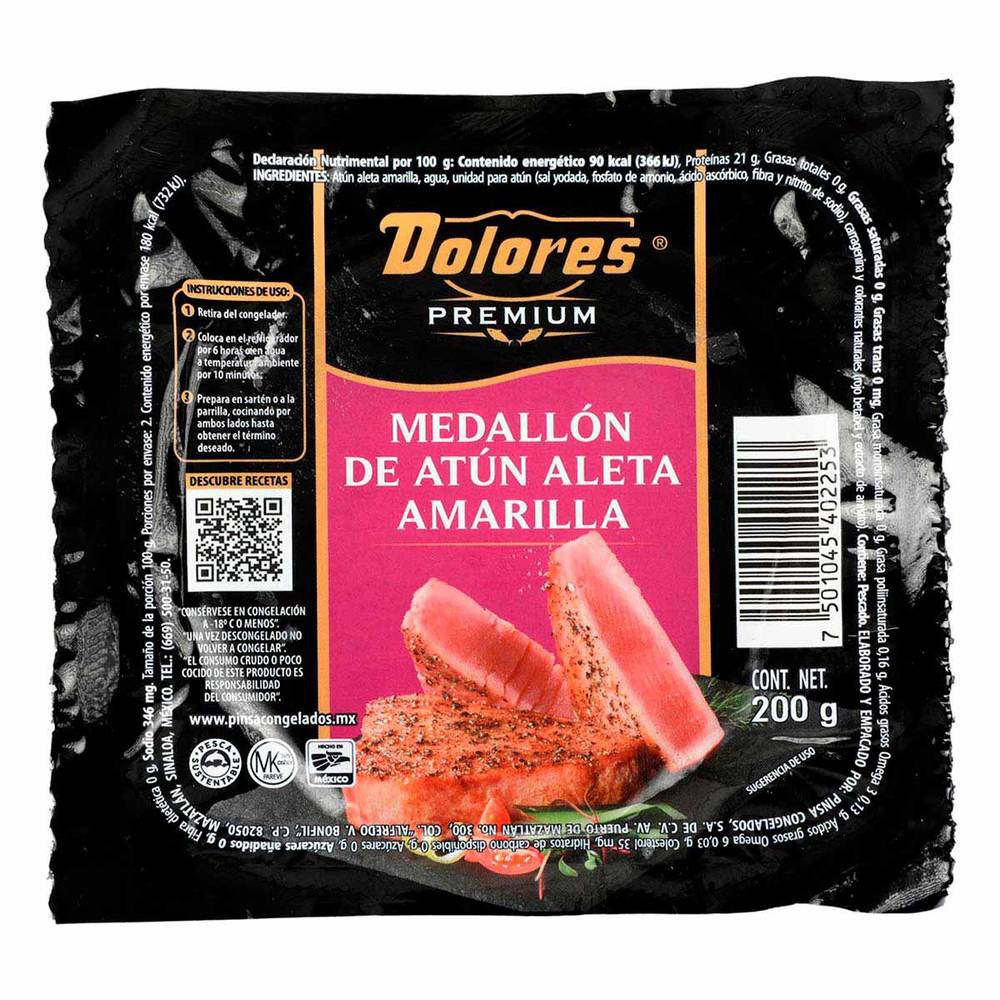 Dolores · Premium medallón de atún aleta amarilla congelado (200 g)