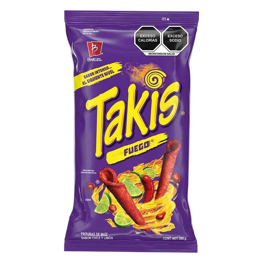 Takis · Frituras de maíz enrolladas fuego, chile-limón (200 g)