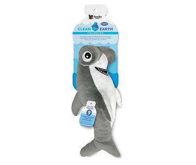 Spunky Pup Clean Earth Shark Plush Dog Toy (gray)