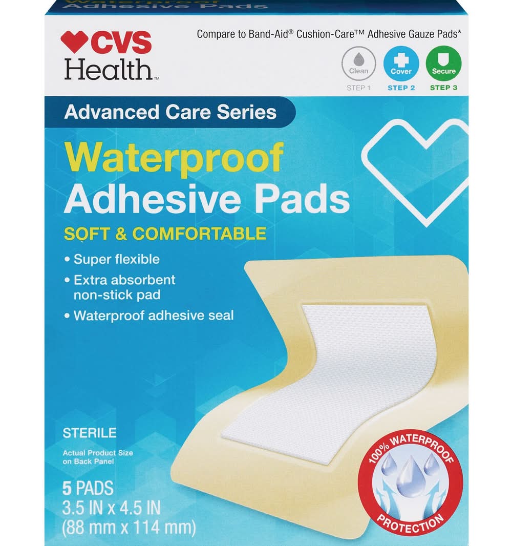 CVS Health Waterproof Comfort Adhesive Pads, 3.5x4.5 in (5 ct)