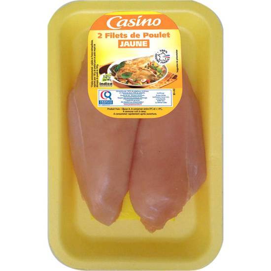 Casino Filets de poulet jaune - Elevé sans traitement antibiotique - x2 De 200g à 300g