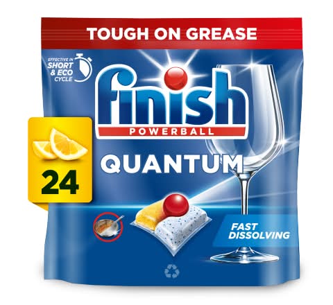 Finish Lemon, Powerball Quantum All in One Dishwasher Tablets (24 pack)