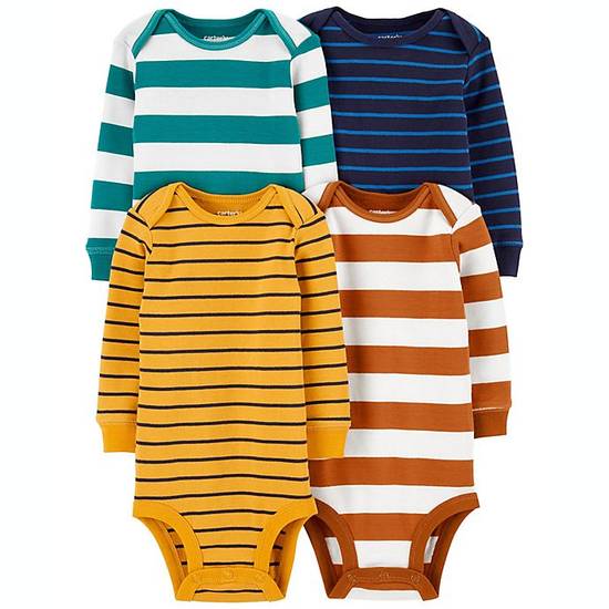carter's® Size 3M 4-Pack Multicolor Stripes Long Sleeve Original Bodysuits