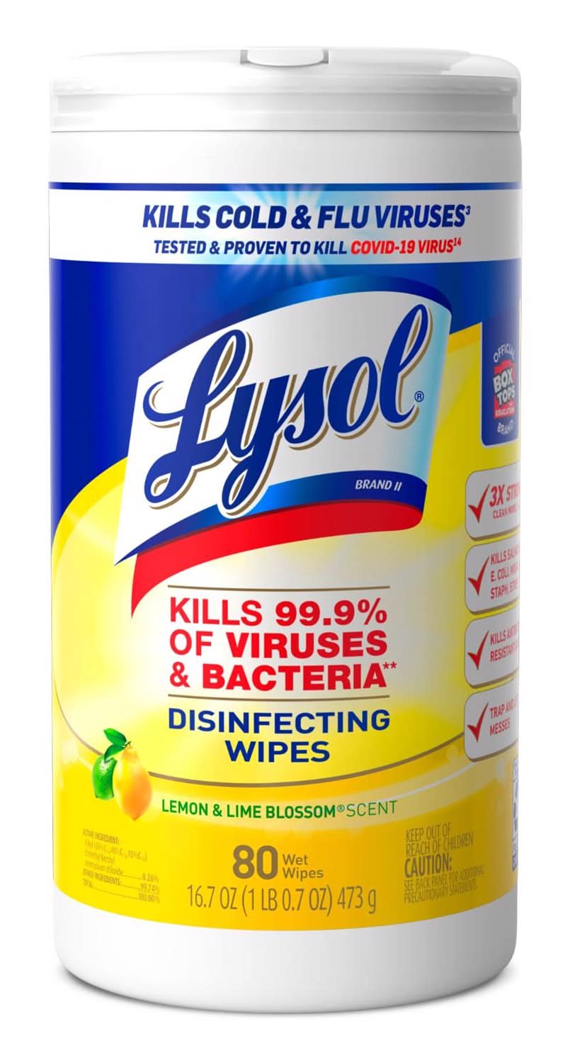 Lysol Lemon & Lime Blossom Scent Disinfecting Wipes 80 Ct 1 Pk
