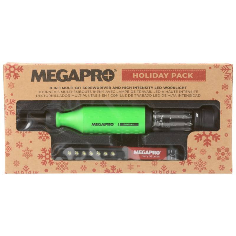 Megapro Holiday pack 8 in 1 Multi-Bit Screwdriver 00644, Neon Green