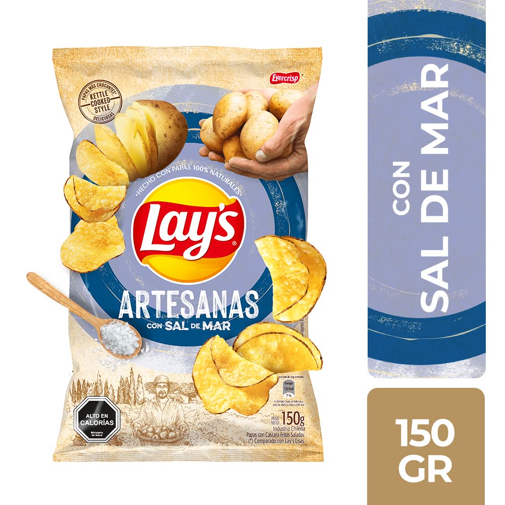 Lay's · Papas fritas artesanas con cáscara - Sal Del Mar (150 g)