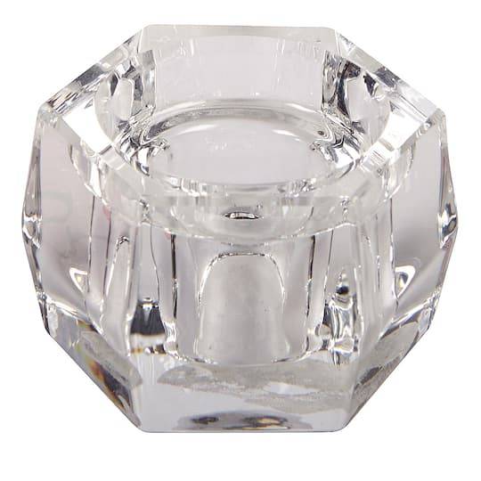 Ashland Crystal Hexacube Taper Holder, 2" x 1.5"