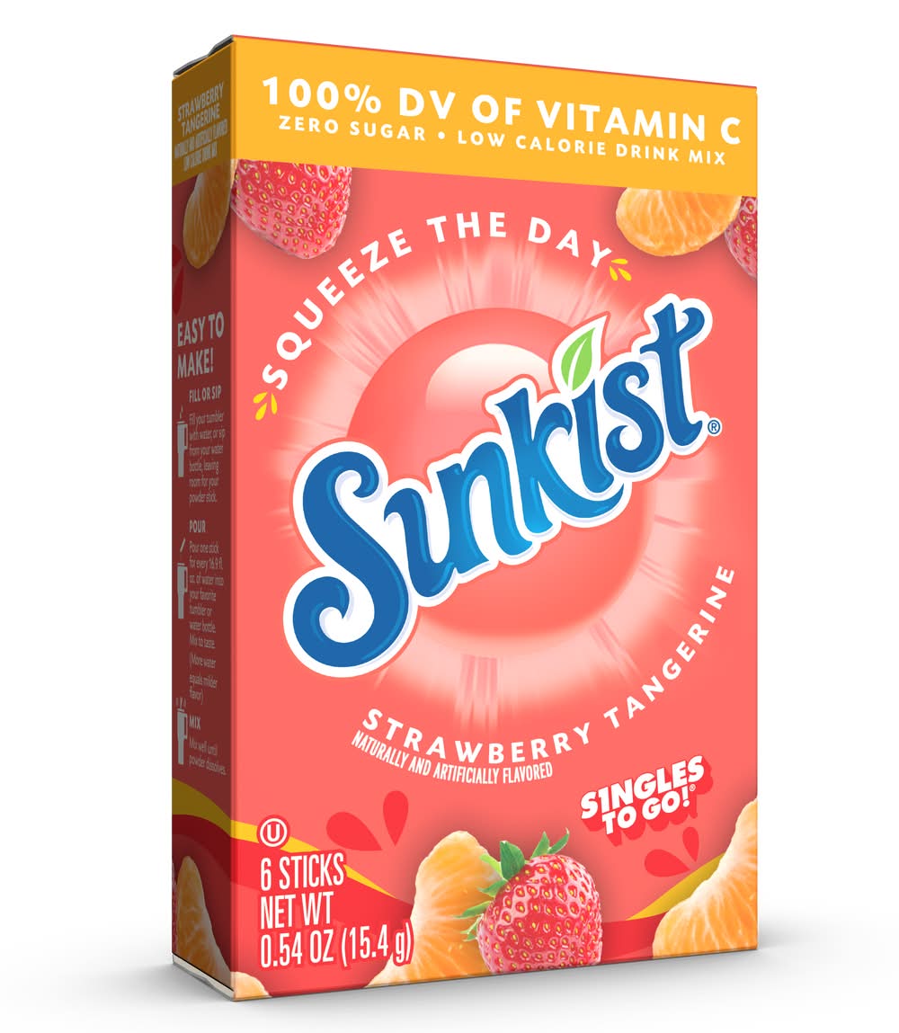 Sunkist Flavored Low Calorie Drink Mix, Strawberry Tangerine (0.54 oz, 6 ct)