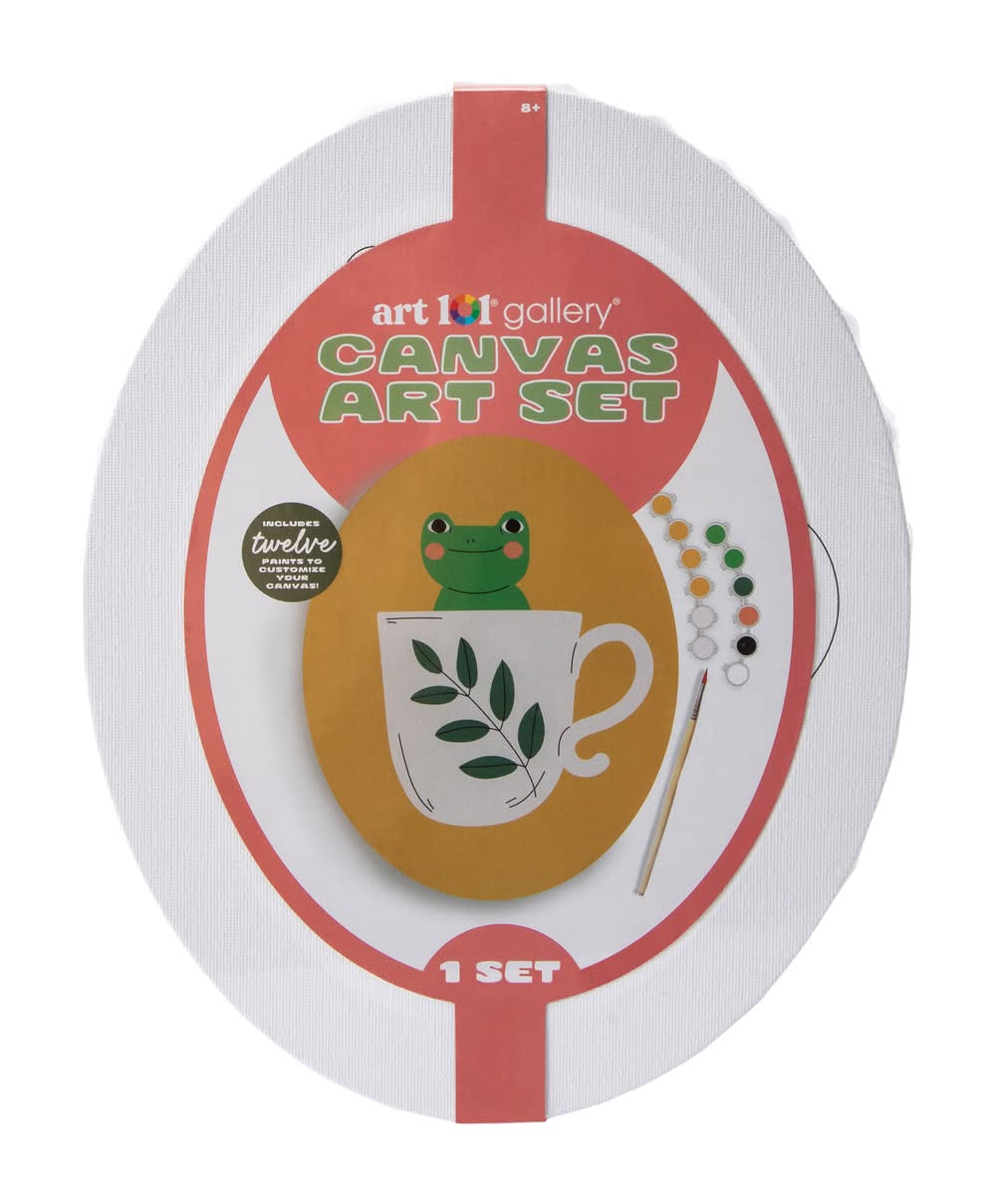 Hanging Oval Canvas Art Set 8in x 10in Frog