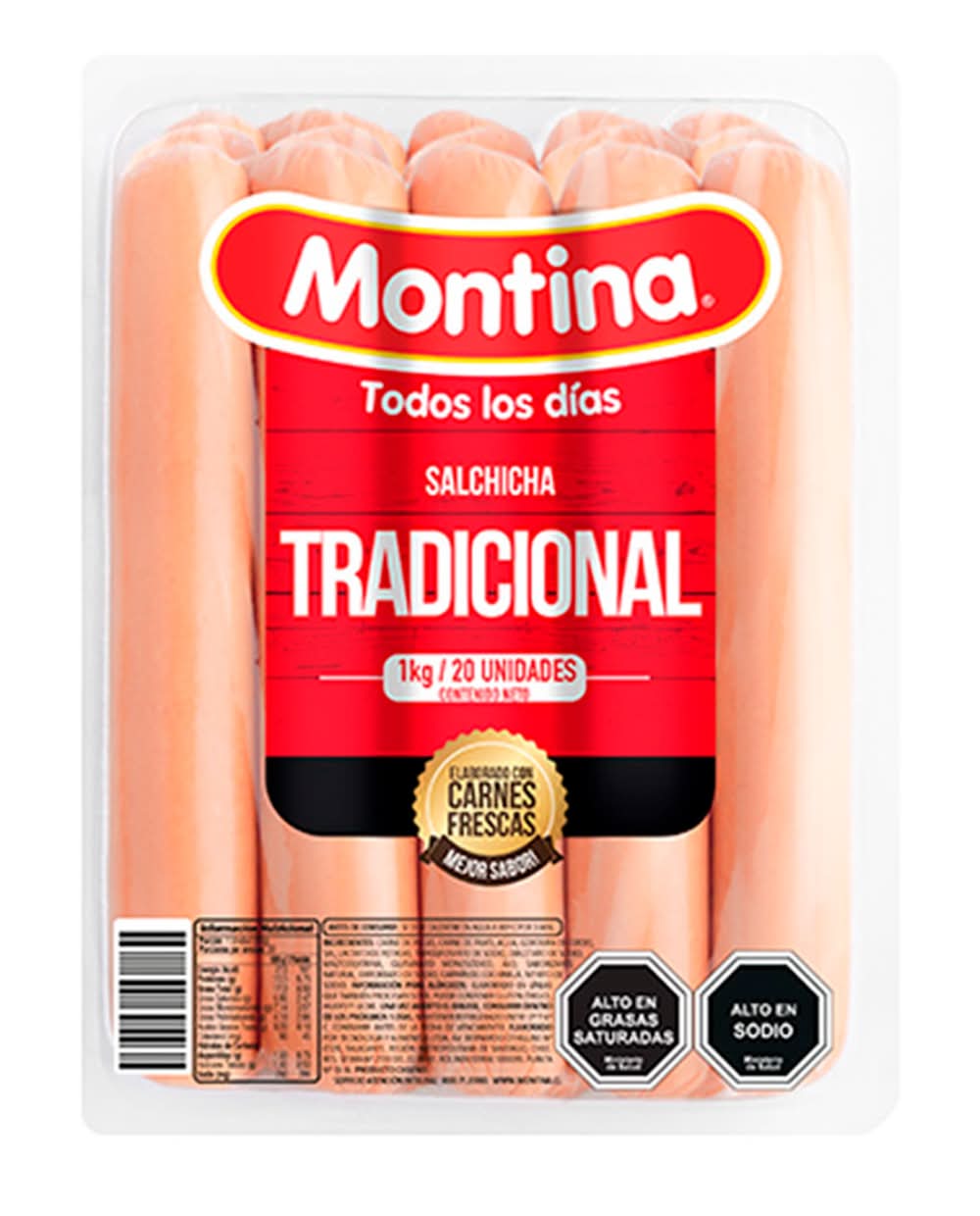 Montina · Salchicha tradicional de carnes 100% frescas (20 un)