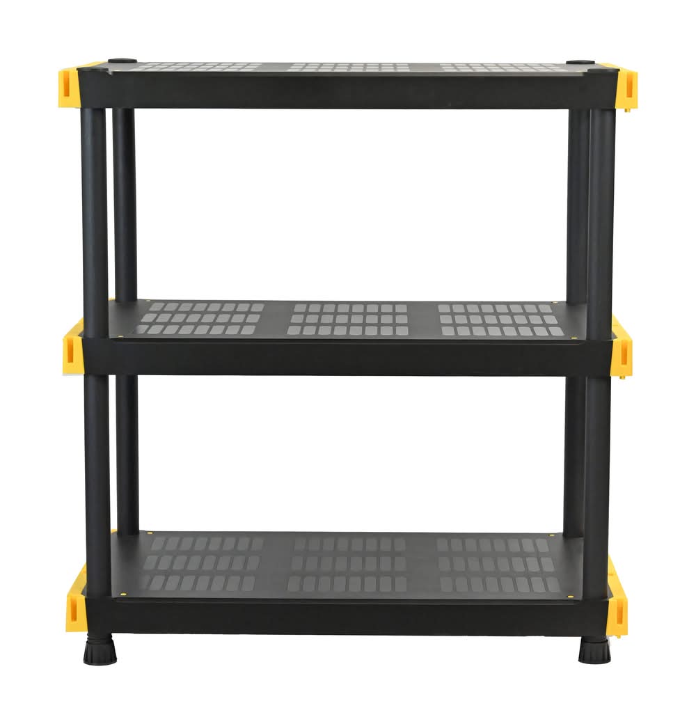Project Source Commander 3 -Tier Heavy Duty Black Plastic Utility shelving unit with Solid Shelves ( 36-in W x 20-in D x 38-in H )