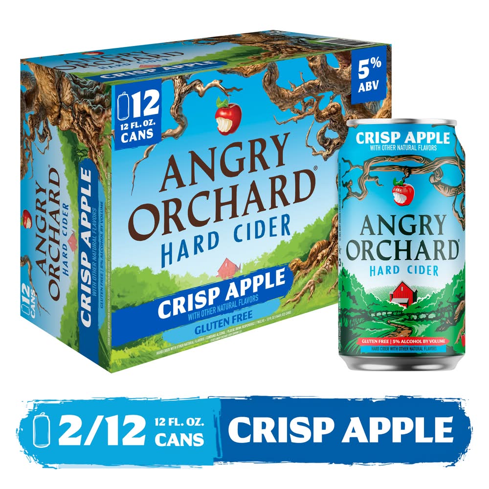 Angry Orchard Hard Cider Beer, Crisp Apple (12 x 12 fl oz)