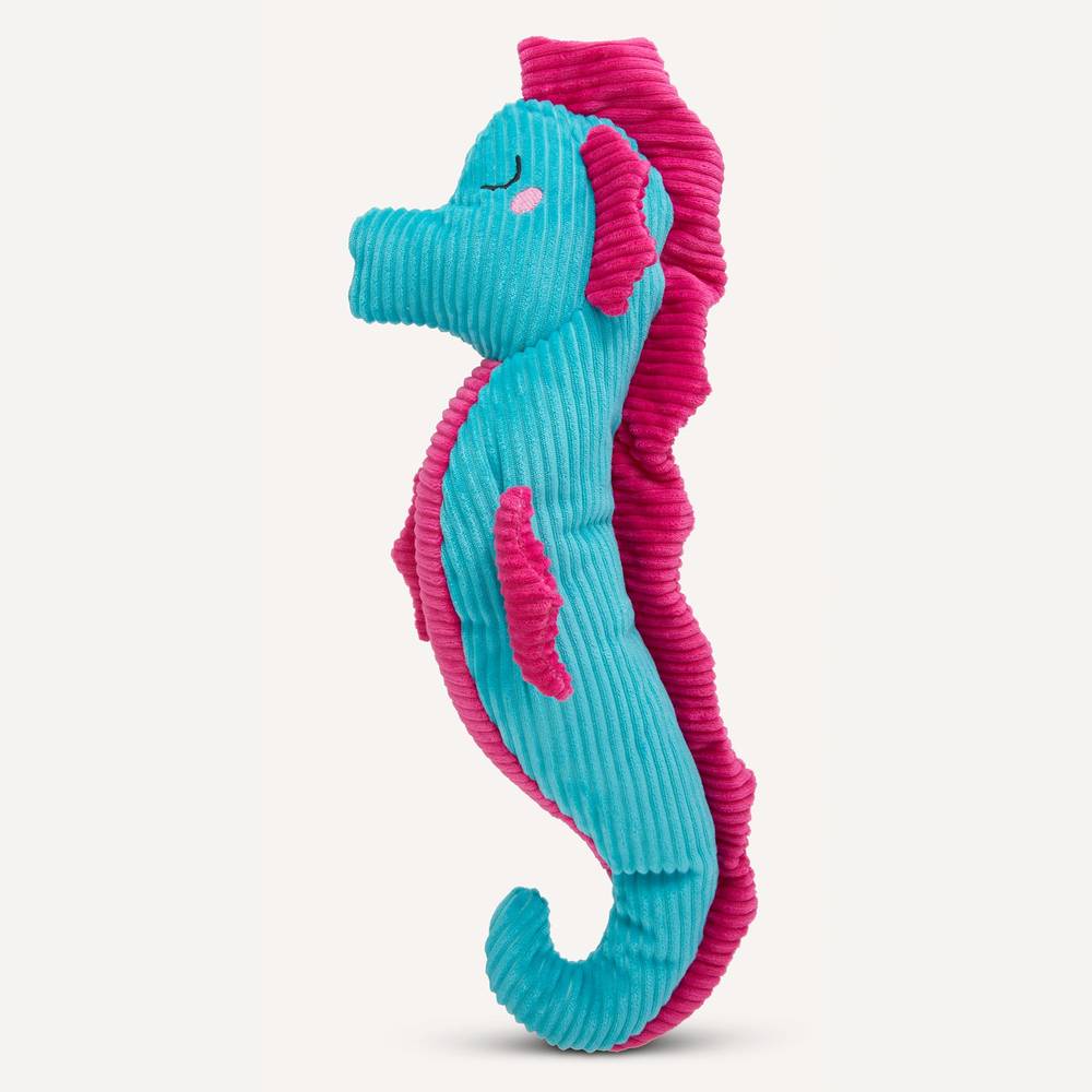 Bite Shield Protection Plush Seahorse Dog Toy, Large 19 in, Blue