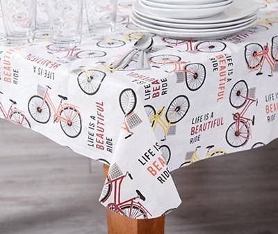 "Life Is a Beautiful Ride" Bike Peva Tablecloth, (52" x 70")