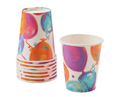 Painterly Balloon Paper Cups, Pink - Blue - Orange (8 ct)