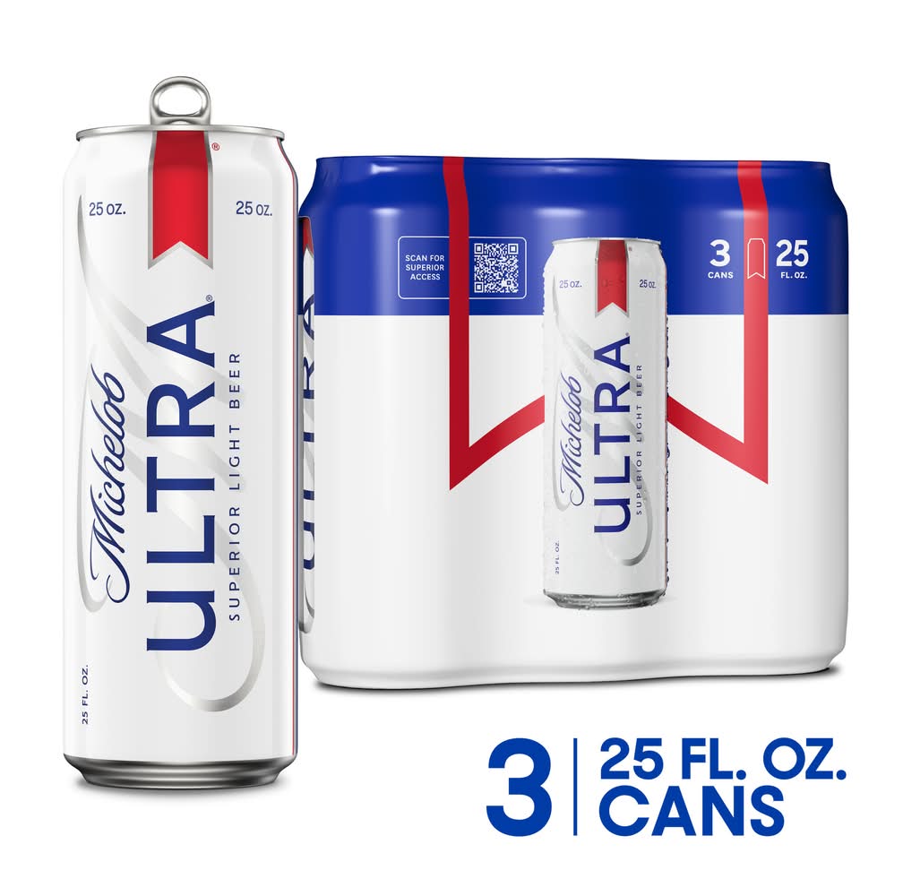 Michelob Ultra Superior Light Beer (3 x 25 fl oz)
