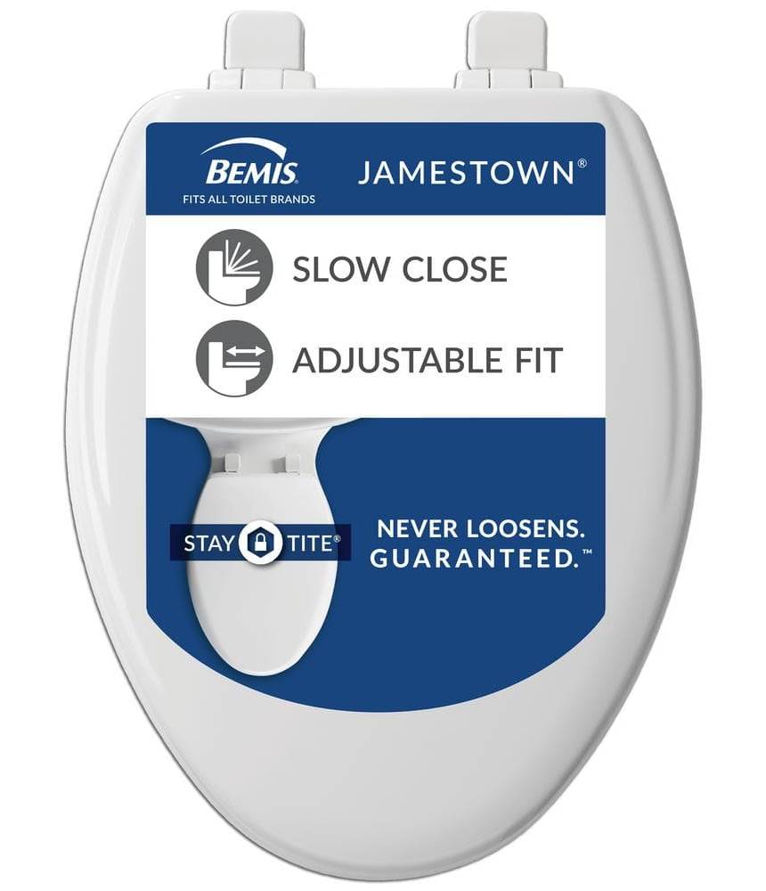 BEMIS Never Loosens Enameled Wood Closed Front Toilet Seat With Adjustability and Soft Close, White