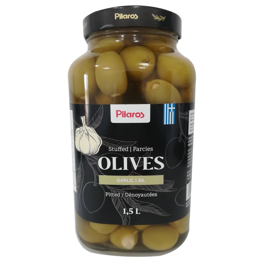 Pilaros Green Olives Stuffed With Garlic 1.5 L