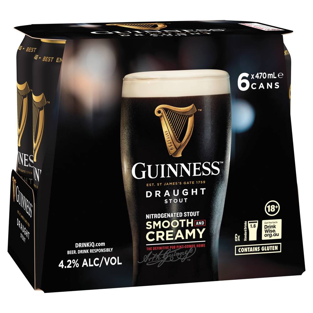 Guinness Draught Can 470mL X 6 pack